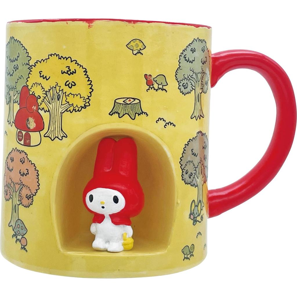 Sanrio Melody Red Mushroom House My Melody Red and 11 X 8 X 9 250 SAN4793 "My Outing" Mug, Cup, Goods, Tableware, White, Approx. Cm, Ml,