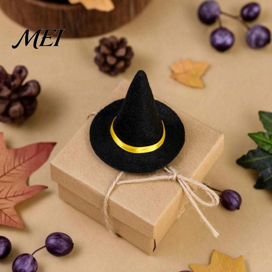 Decorative Witch Hat Hair Accessories 2 Pcs Mini Felt Hats, Cute Tiny Wizard Wine Small Halloween Scene Decorations Bottle Topper for Party