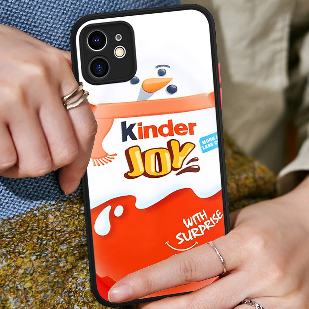 Cute Kinder Surprise Eggs Logo For IPhone 16 15 14 13 12 11 Pro Max X XS MAX Plus Translucent Black Phone Cover