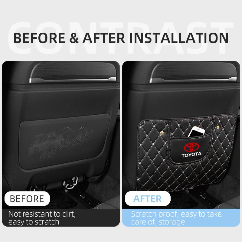 Leather Anti-Kick Pad Car Waterproof Seat Back Protector Cover Storage Bag For Toyota Yaris Hilux Prius Avensis Auris Corolla