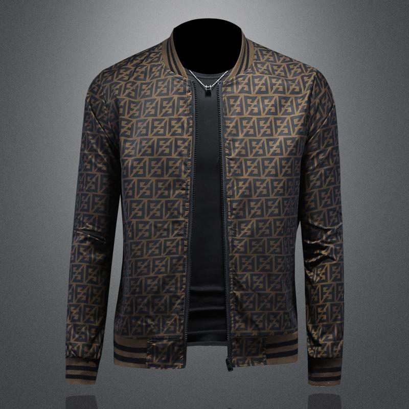 2025 New Printed Stand-Up Collar Casual Jacket Men s Trendy Fashion Casual Versatile Jacket JK9231 5XL