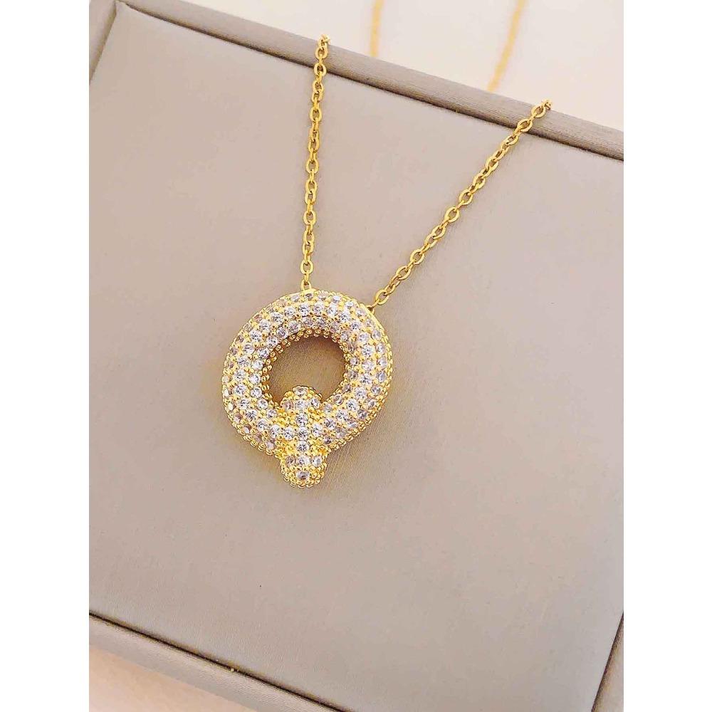 Necklace Female English Alphabet Necklace Female Hip Hop Full Zircon Delicate Clavicle Chain Personality Necklace