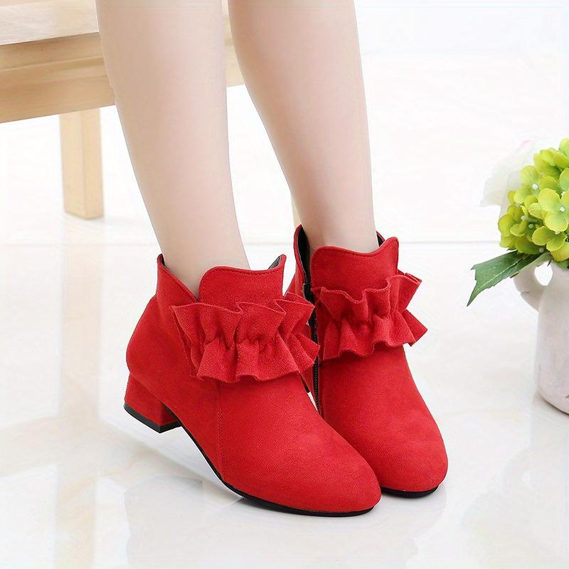 Youngsters Zipped Heel Princess Boots Girls Lightweight Non Slip Indoor Outdoor Travel All Seasons