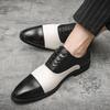 Cheap Foreign Trade Large Size Leather Shoes Dress Business Casual Fashion Men Breathable Color Matching Pointed Groom Leather Shoes