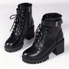 Fashion 2025 Women's Solid Chunky Heel Boots Fashion Lace Up Shoes for Women Side Zipper Boots Stylish Buckle Strap Detailed Ankle Boots