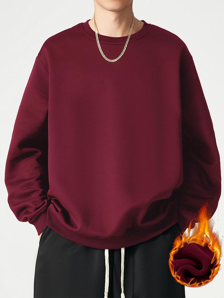 Men's Trendy Red Plus Size Fleece Hoodie 2026: Youth Fashion Long Sleeve Sports Top