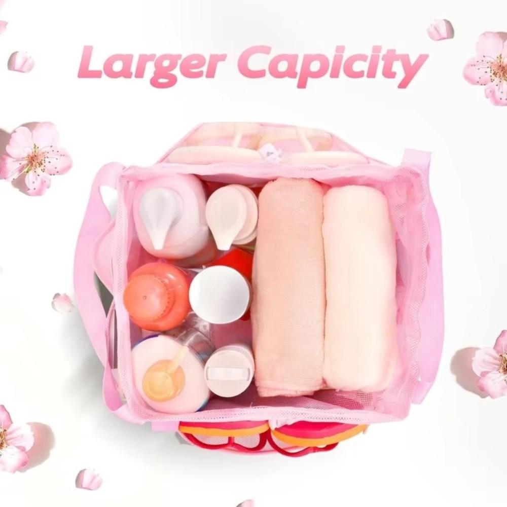 Bathroom Organizer Mesh Shower Bag Multi Pocket Drawstring Bag Foldable Storage Bag Beach