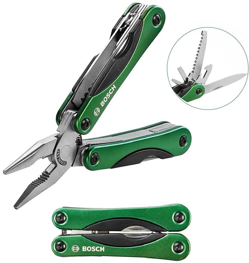 BOSCH ze składanym i nierdzewnym 2609256D91 Wielofunkcyjne narzędzie 12 w 1 Szczypce wielofunkcyjne, Nóż, Szczypce wielofunkcyjne, Stal, [Używane]