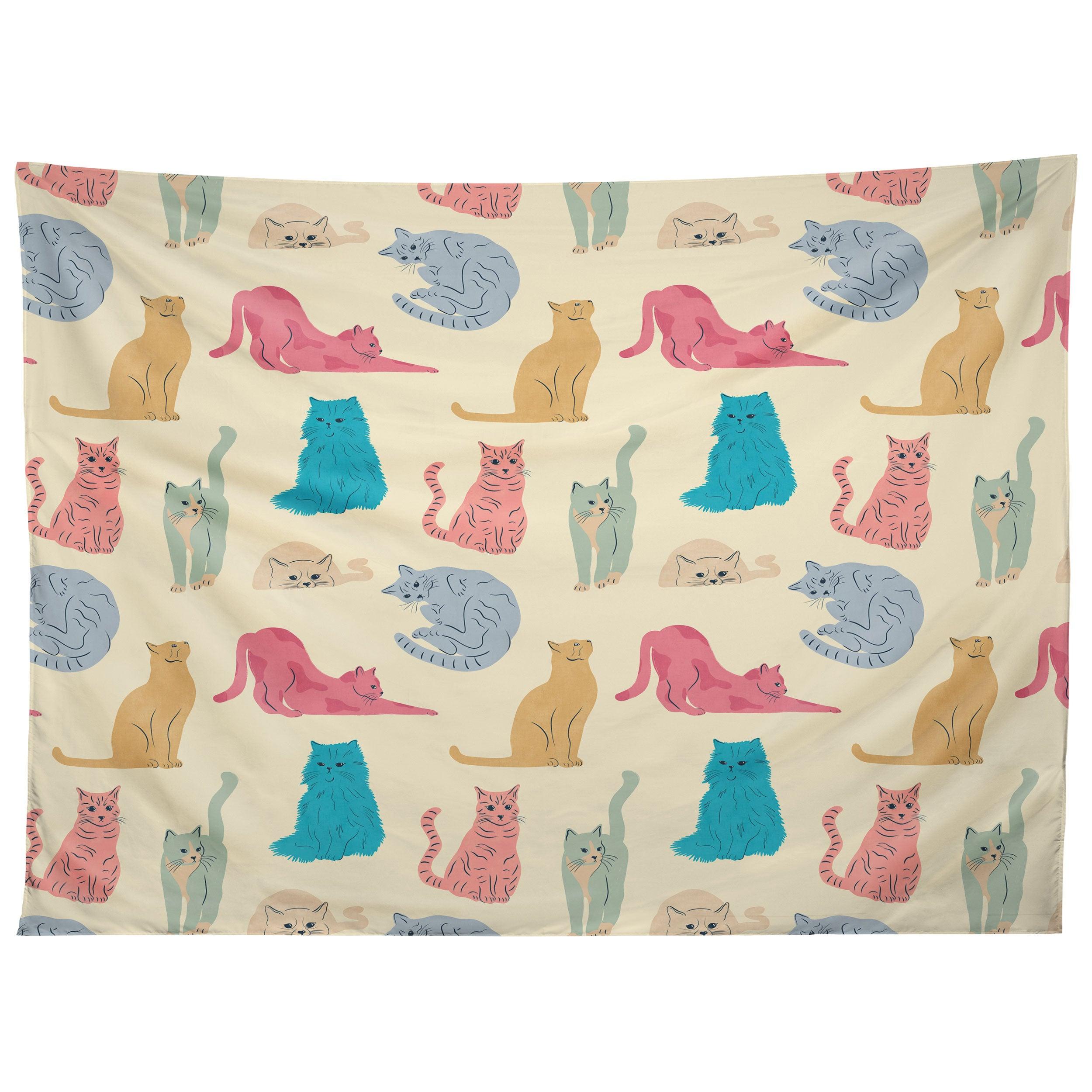 PASTEL CATS PATTERN tapestry 75x100