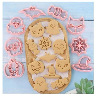 8PCS Set Cartoon Christmas Halloween Biscuit Mould Snowman Pumpkin Skull Cookie Cutting Mold Fondant Cookie Cutter Baking Tool