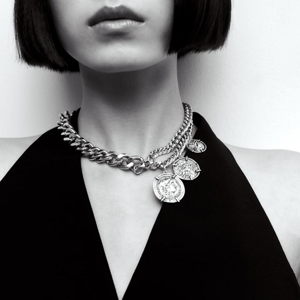 Tooxika Metal Chain Necklace Creative Niche Design Minimalist Round Pendant Chain Necklace