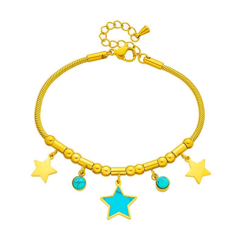 316L Stainless Steel New Fashion Fine Jewelry 9 Styles Beaded Zircon Stone Heart Eye Charm Thick Snake Chain Bracelets For Women