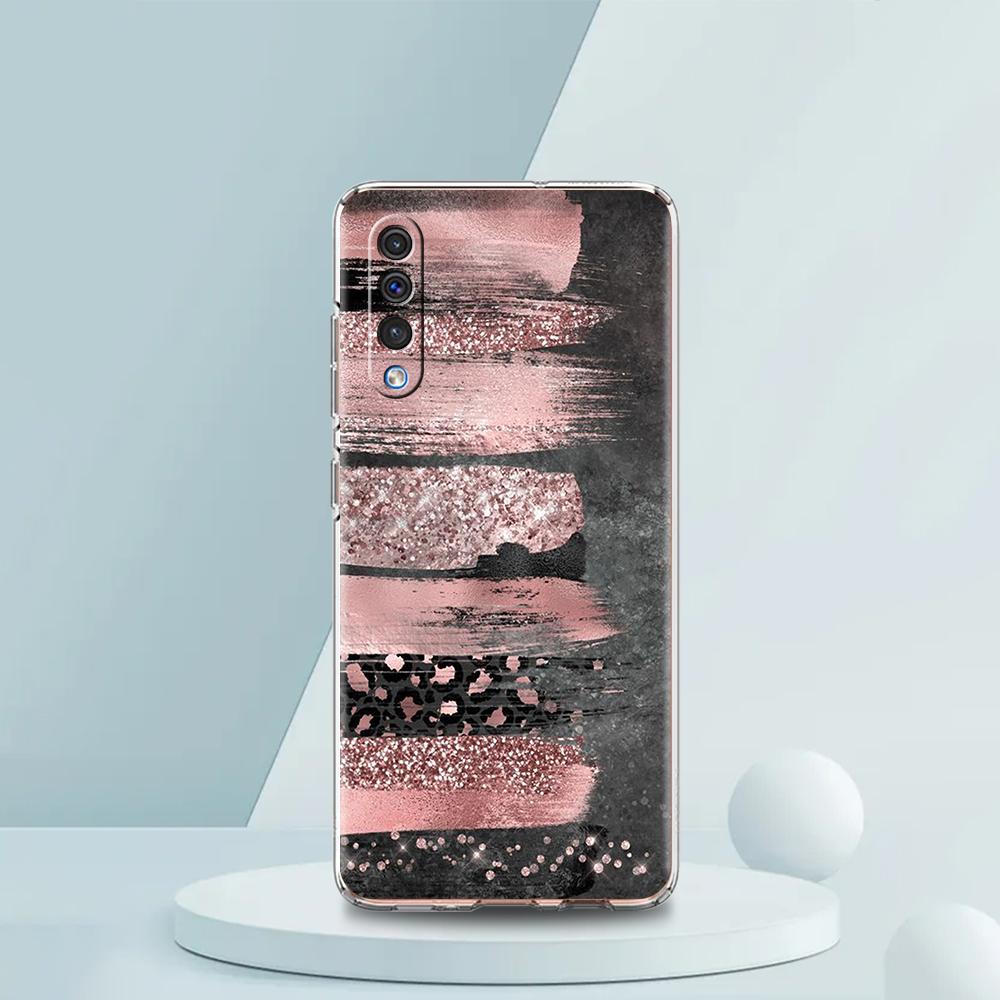 Gold Pink Rose Glitter Hearts Case For Samsung A16 A14 A12 A22 A32 5G A34 A42 A52 A54 A50 A70 A30 A40 A20E A10S A02S A04S A06