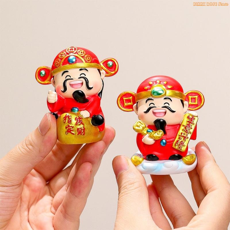 K1AE God of Wealth Figurines Resins Cai Shen Statues God of Fortune Caishen Sculptures Fengshui Ornament Home Office Decors