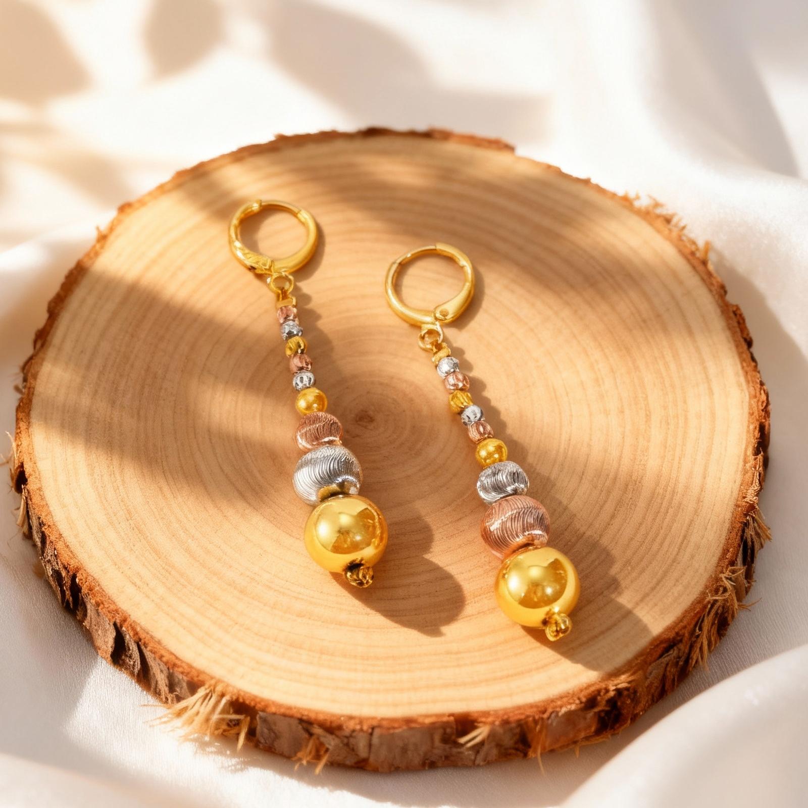 

Irregular Three-Color Watermelon Bead Earrings for Women,Round Ball Long Hoop Earrings,Luxurious Jewelry Party Gifts