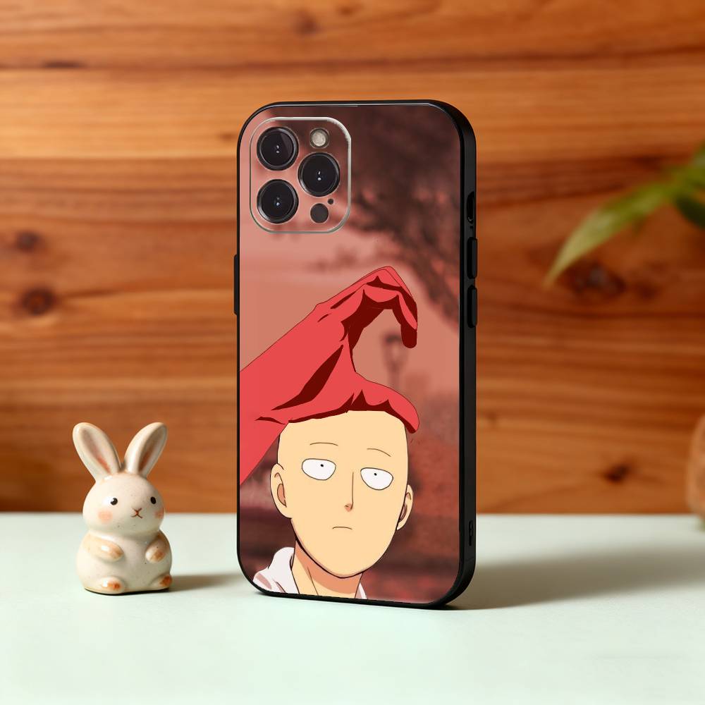 One P-Punch Anime S-Saitama M-Man Phone Case For iPhone17 16 15 14 13 12 11 Pro Max Plus,5G Soft Black Case
