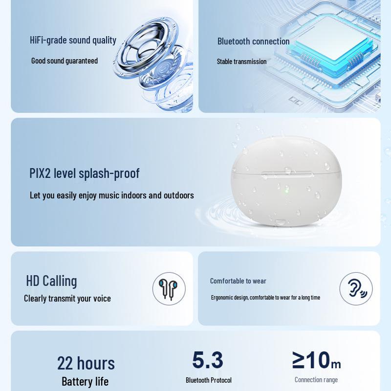 High-Quality 2025 Bluetooth Earphones 5.3: Ultra-Long Battery Life, Wireless In-Ear Design