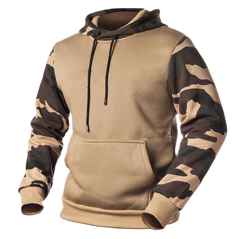 Men's Autumn/Winter Camouflage Color Block Hoodie - American Retro Trend