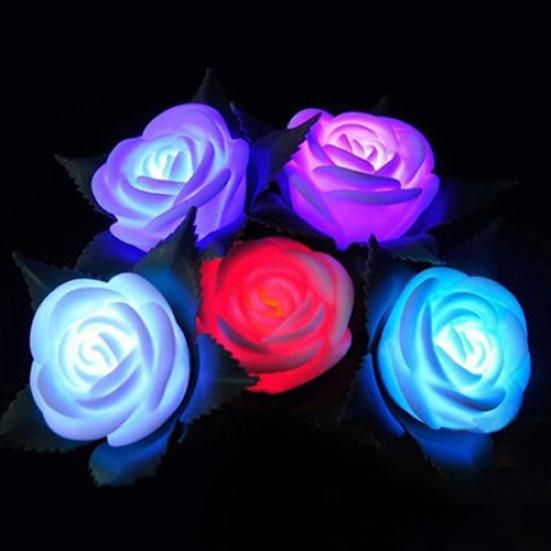 Charming Glow Rose LED Light Pattern Garden Room Faux Flower Lamp Decor