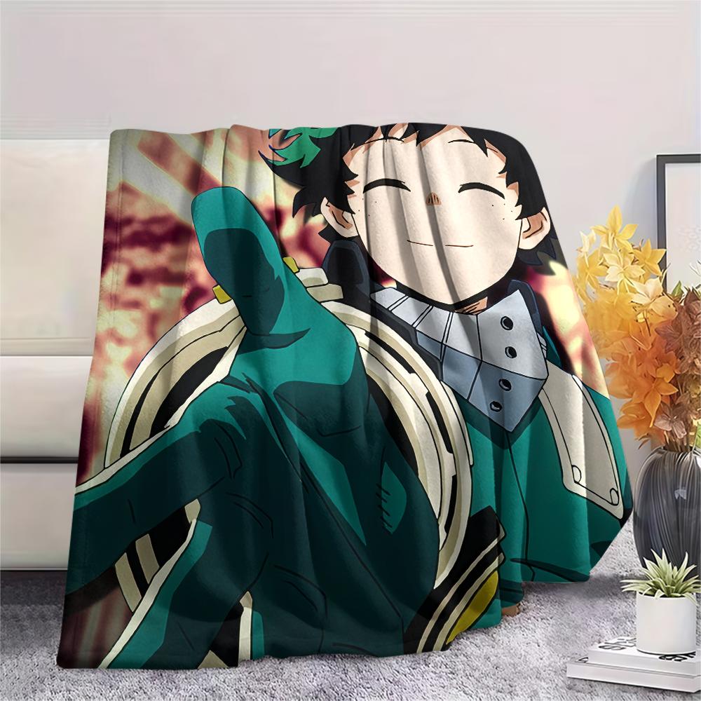 My Hero Academia Izuku Pattern Flannel Blanket, High Quality Comfortable for All Seasons, Home Decor, Warmth and Comfort, Perfect for Gifts.