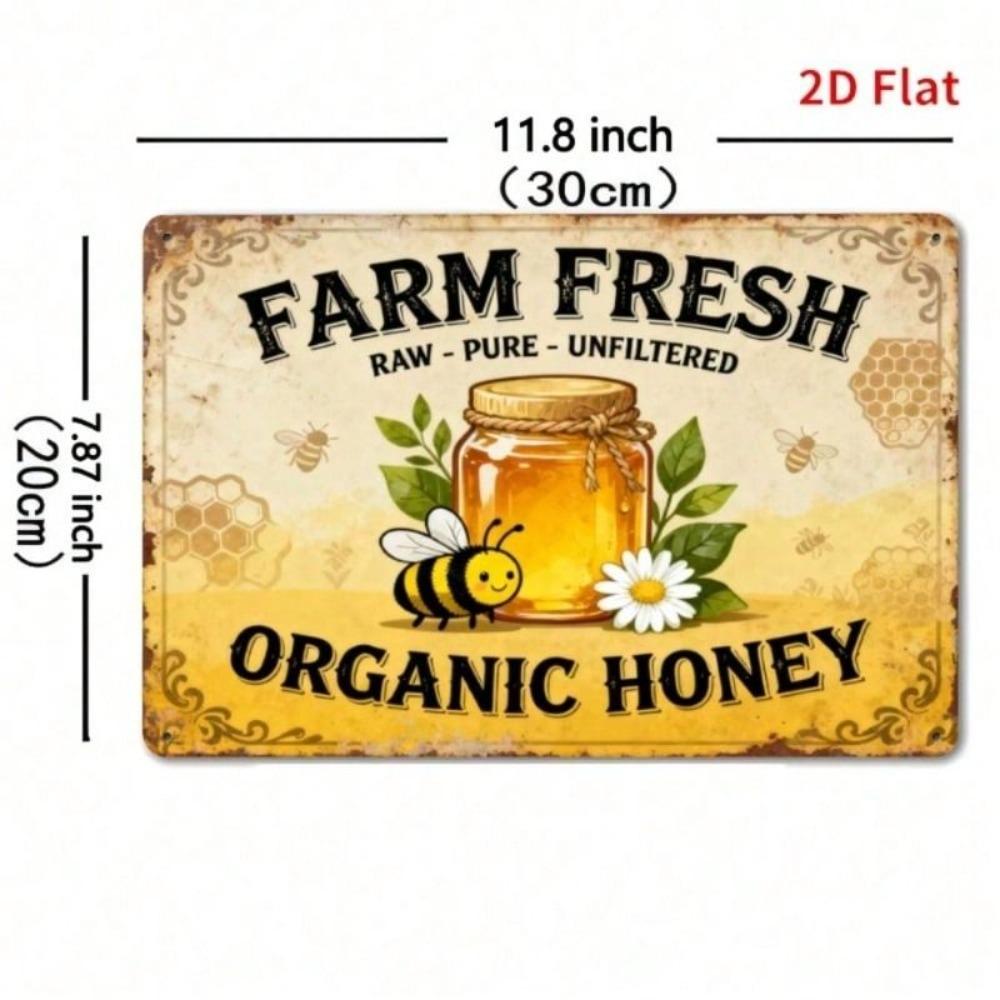 Fresh Honey Metal Wall Sign Bar Decor Tin Plate Poster