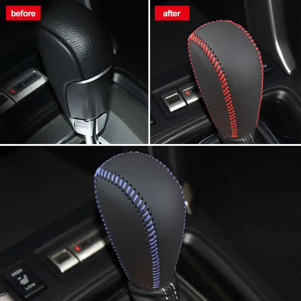 Car Leather Carbon Fiber Gear Head Collars Cover for Subaru Forester 13-18 CROSSTREK 13-14 Subaru XV 12-17 Subaru LEVORG 14-16
