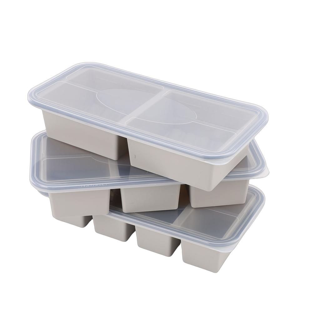 3Pcs Silicone Freezer Tray with Lids 2 3 4 Compartment Multi Size Mould Stackable Food Containers Set