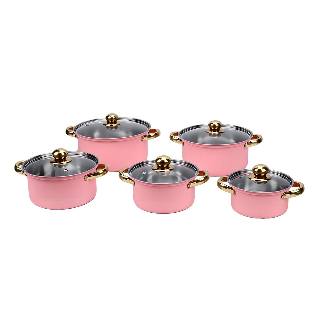 Cookware Set 16cm 18cm 20cm 22cm 24cm Even Heating Stainless Steel Stock Pots with Glass Lids for Kitchen Cooking