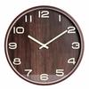 Round Wall Clock with Wood Frame Long-Lasting Quartz Glass Front