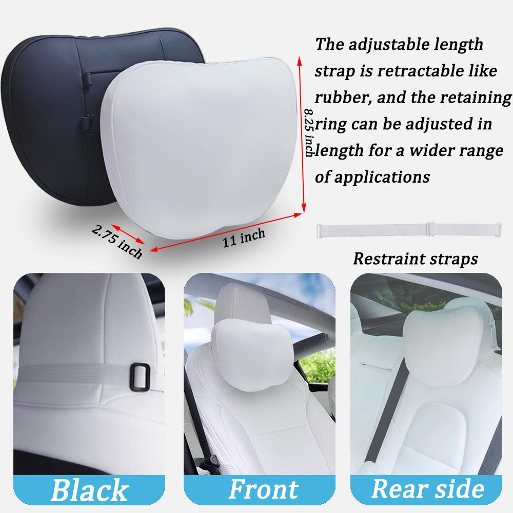 OULEX For Tesla Model 3 Y Flocking/Leather Car Seat Neck Pillow Soft Memory Neck Pillow High-Quality Headrest Lumbar Support