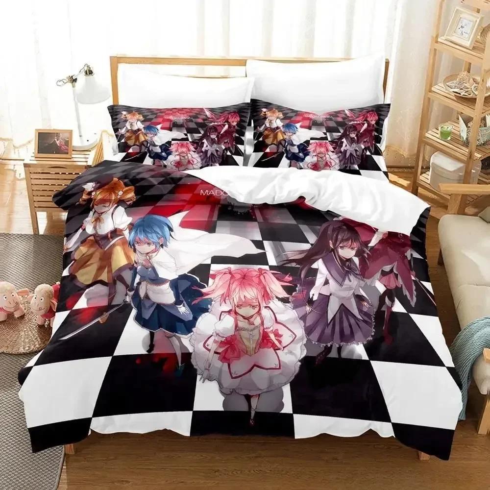 Puella Magi Madoka Magica Cartoon Comfortable Duvet Quilt Cover Pillowcase Bedding Set Children Bedroom Decoration Home Textile