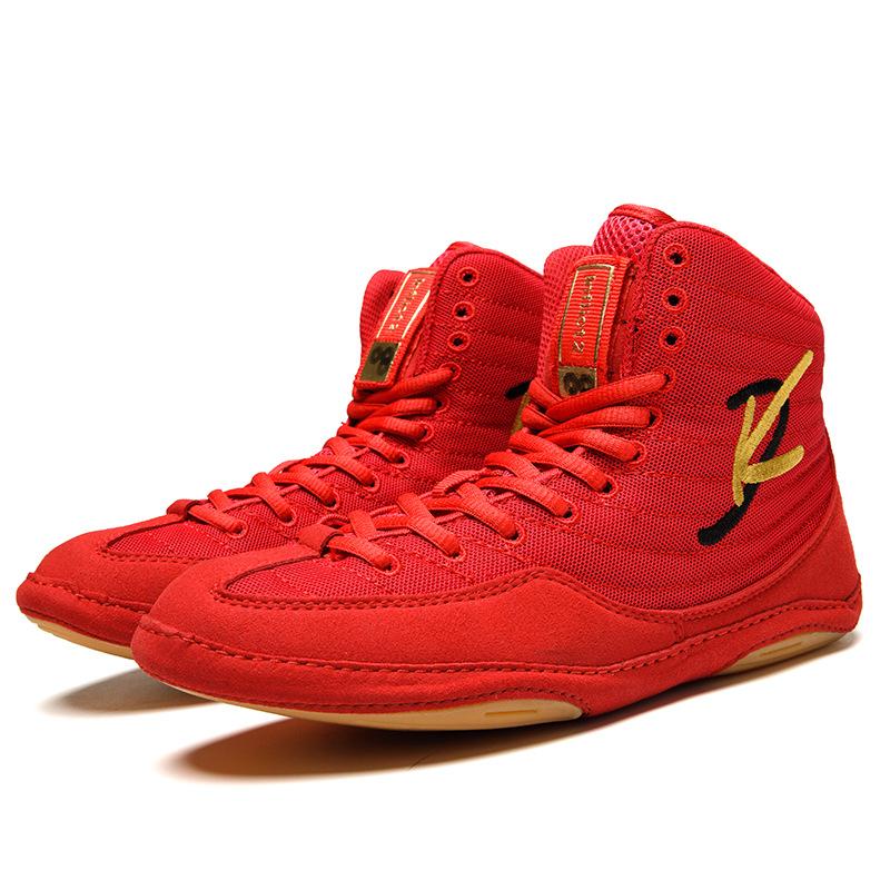 

DAYKEY Classic Mid Cut Stable Mens Boxing Shoes Kid Women Anti Slip Sanda Shoes Fighting Shoes Wrestling Shoes 36 червоний