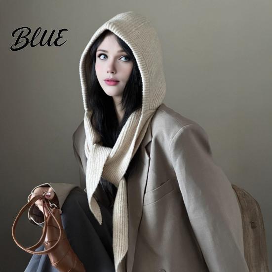 Knit Balaclava Hood Women Hooded Scarf Hat Winter Pullover Hood Knitted Hat with Warm Ear Protection Skull Cap for Cold Weather