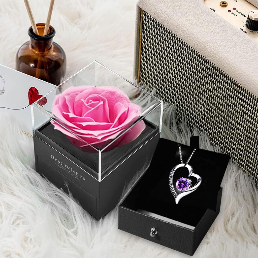 Soap Popular Artificial Single Creative Jewelry Soap Flower Rose Box Gift Silver 925 Necklace for Silver 925 Wedding White Day Day Day [Laluna]