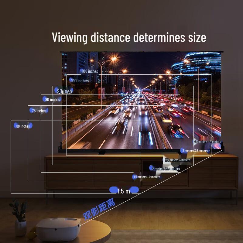 Hongye 75-inch 16:9 White Fiberglass Floor-Pull Portable Projector Screen