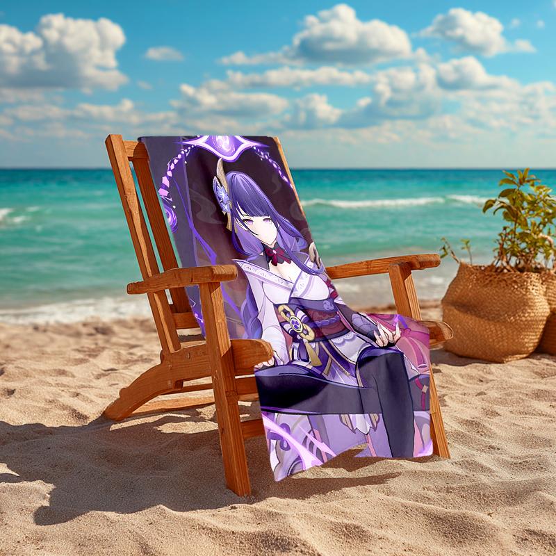 1pc Genshin Impact Beelzebul1 Beach Towel, Comfortable and Thick, and Swimming/Bath/Picnic/Camping Towel, Suitable for Seaside Beaches