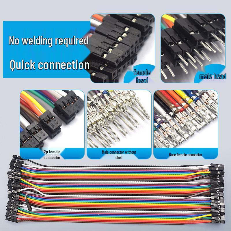 40P Color Ribbon Cable Connector: Female-Female, Male-Male, Male-Female, Options In 10/20/30/40CM Lengths.