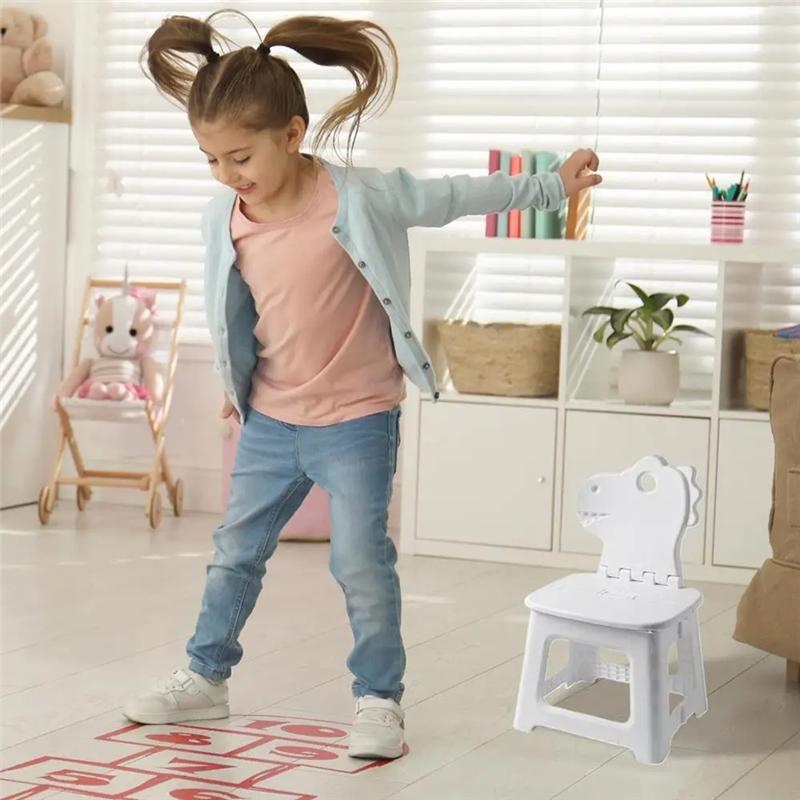 Guter Trittschemel für Kinder Dinosaurier Faltbarer Trittschemel Mit Rückenlehne Sitzmöbel Haus Schuhwechselhocker