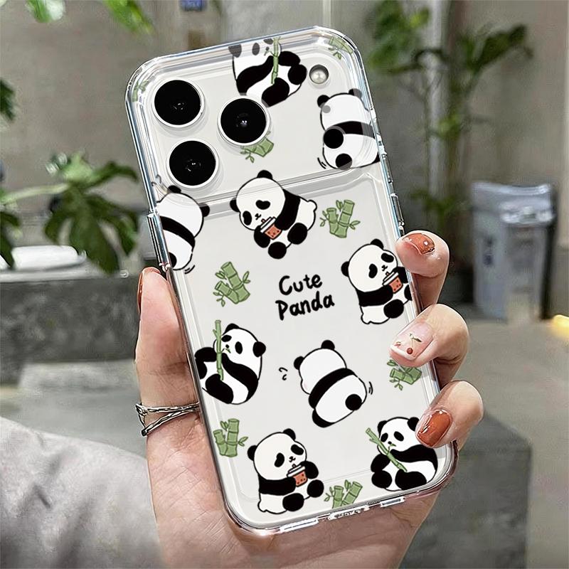 Lovely Baby Panda Pattern Case For iPhone 17 Pro Max Coque iPhone 16 15 14 13 12 Pro Max 11 Clear TPU Silicone Soft Cover