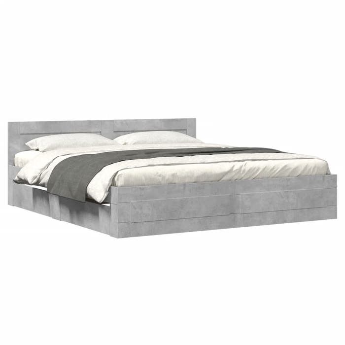 VidaXL Cadre de lit avec tête de lit gris béton 180x200 cm, meubles de chambre à coucher, lit double, sommier, lit, cadre de 3295544