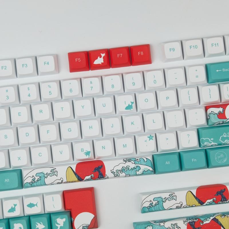 Coral Sea Keycaps Full Set 128 for Key Keycap PBT Sublimation DA Height for Mechanical Keyboard for MX H Keys S