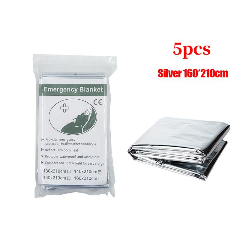 Emergency Thermal Poncho Blanket Lightweight Water-Resistant Windproof Sunshade Reusable First Aid Mat Pad Cover for Camping