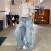 Retro Street Style Jeans met Letterprint - Losse Rechte Pijp