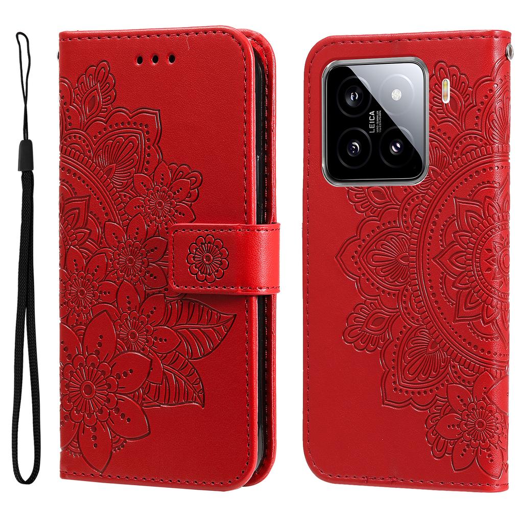 Für Xiaomi 15 Hülle Blumenmuster PU Leder Brieftasche Ständer Handyhülle