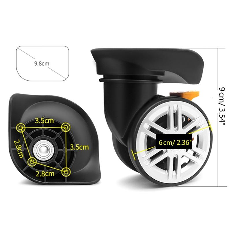 2Pcs Trolley Casters Replacement Heavy Duty Roller Wheel for Luggage Box Suitcase 360 Degree Swivel kit SilentWheel