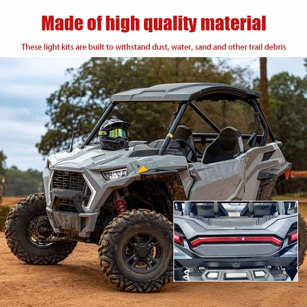 For Polaris RZR 2019 RZR XP 4 1000 Ride Command Edition #2884053 12V LED Rear Center Tail Light and Front Fang-Light Kit 1 Pair