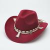 Western Cowboy Hat Ethnic Wool Jazz Hat Fashion Convex Top Men's and Women's Felt Hat Top Hat