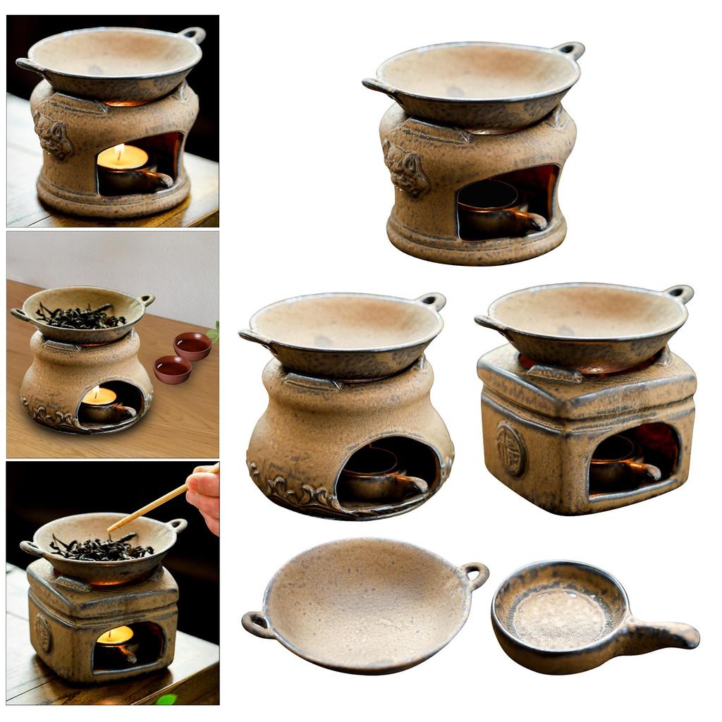 Oliebrander Chinese Stijl Vintage Oven Waxinelichthouder Kaarsdiffuser Kaarsenbrander Set voor SPA Yoga Slaapkamerdecoratie Meditatie