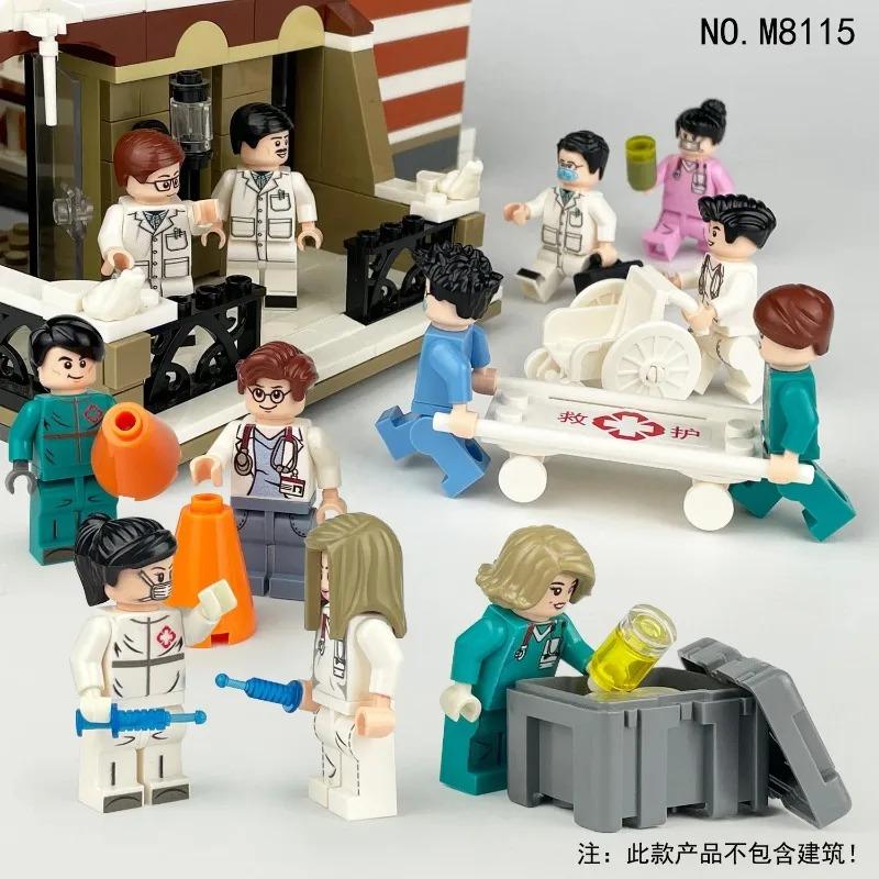 Medical Series Building Blocks, Doctors, Nurses, Figurines, Humanoid Dolls, Assembled Toys, Birthday Gifts, Cartoon Characters.