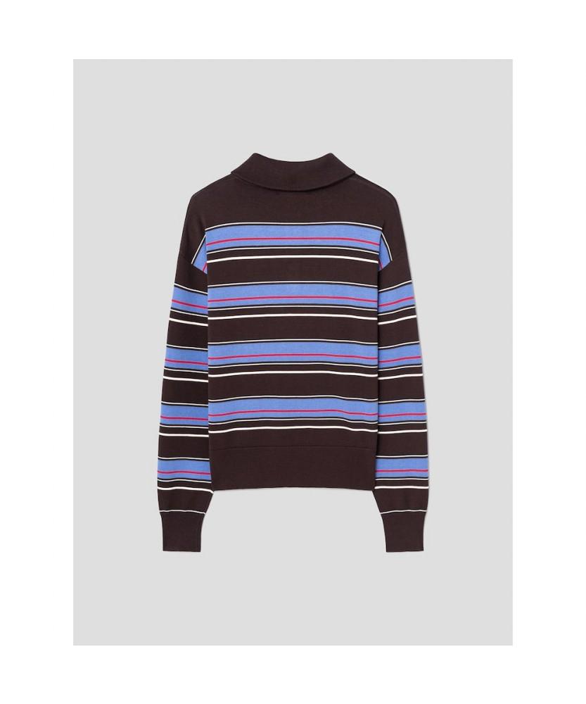 8SECONDS High-Neck Striped Pullover Brown
